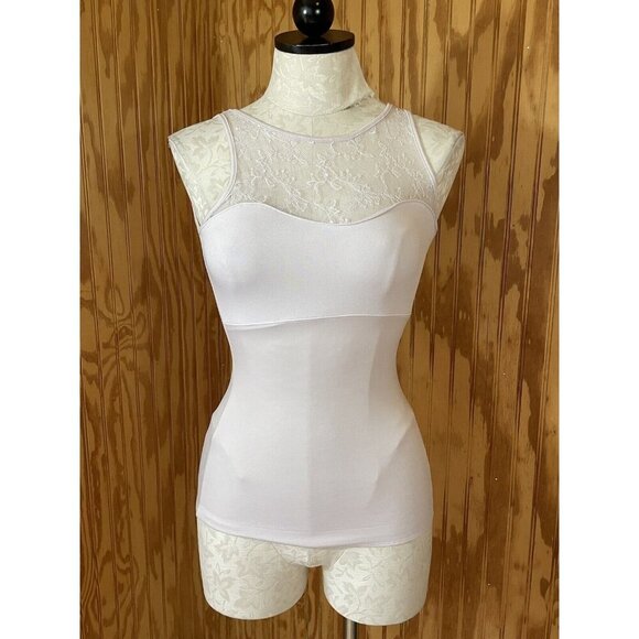 Spanx Shapewear Long Tank  Women's Small White Tummy Control Lace - Picture 1 of 7